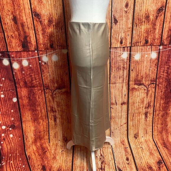 Rachel Zoe elastic waist beige gold maxi skirt women's size 12 poly/spandex - Picture 2 of 5